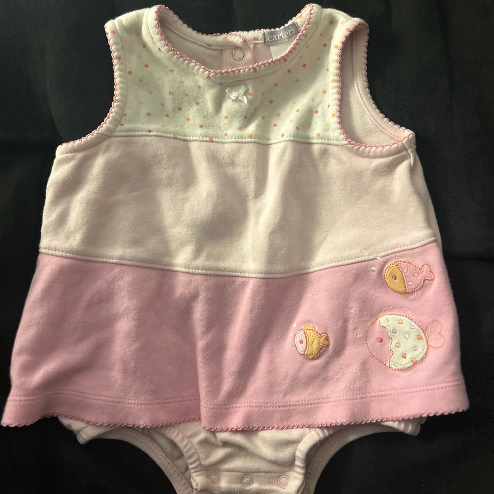 Carter's Pink and White Baby Romper